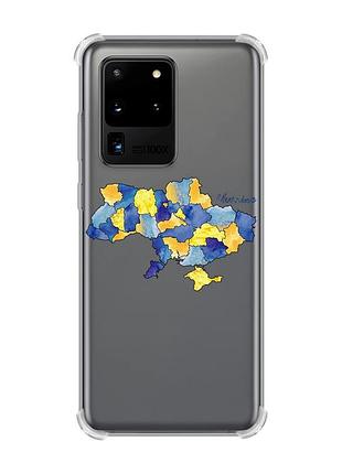 Чехол с утолщёнными углами для samsung galaxy s20 ultra :: карта украины (принт 261)