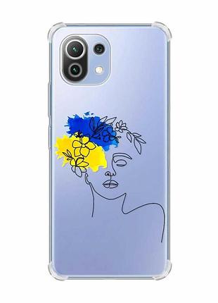 Чохол з потовщеними кутами на xiaomi mi 11 lite :: українка арт (принт 3)