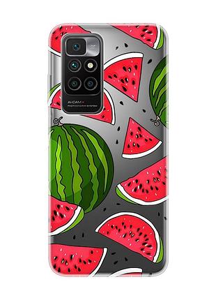 Прозрачный чехол на xiaomi redmi 10 :: арбузы (принт 341)