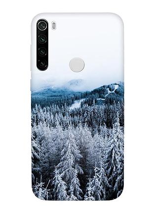 Чехол с черными боками на xiaomi redmi note 8t :: зимний лес (принт 164)