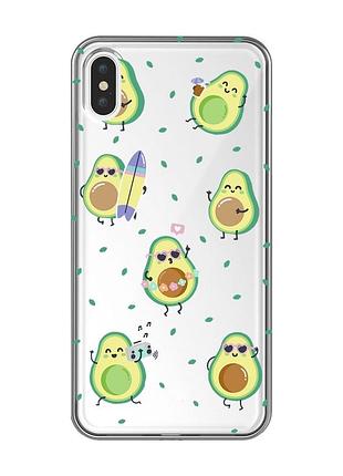 Прозрачный чехол на iphone xs max :: авокадо на отдыхе (принт 302)