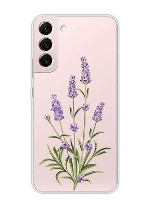 Прозрачный чехол на samsung galaxy s22 :: веточки лаванды (принт 266)