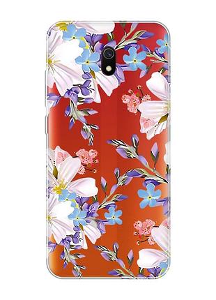 Прозрачный чехол на xiaomi redmi 8a :: цветочный рисунок (принт 272)