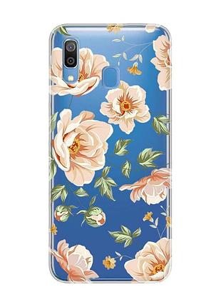 Прозорий чохол на samsung galaxy a30 (2019)/a20 (2019) квіти пастельні (принт 277)