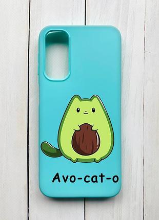 Матовый чехол на samsung galaxy a24 бирюзовый :: котик авокадо (принт 306)