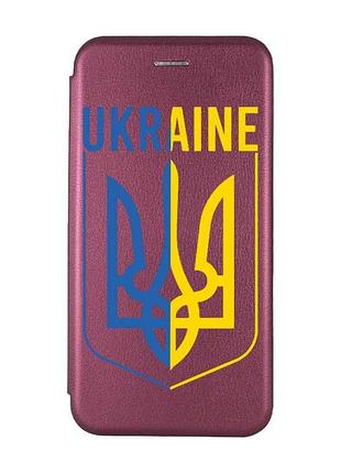 Чохол-книжка з малюнком для iphone 7, 8 бордовий :: тризуб (патріотичний принт 254)