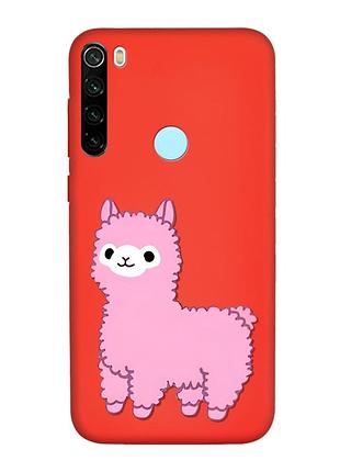 Матовий червоний чохол на xiaomi redmi note 8t :: лама рожева (принт 100)
