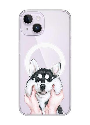 Магнитный чехол на iphone 15 с поддержкой magsafe :: мордочка (принт 121)