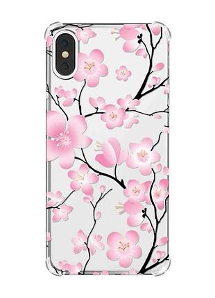 Чехол с утолщёнными углами на iphone x/xs :: цветущая сакура (принт 282)