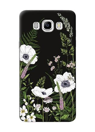 Матовий чорний чохол на samsung galaxy j7(2016) j710 :: квіти польові (принт 363)
