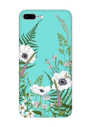 Матовый бирюзовый чехол на apple iphone 7 plus / iphone 8 plus :: цветы полевые (принт 363)