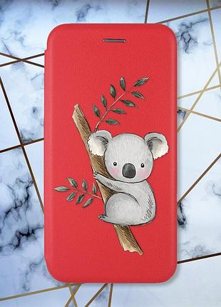 Чехол-книжка с рисунком для xiaomi redmi note 8t красный; коала (принт 132)