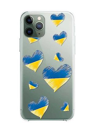 Прозорий чохол на iphone 12 / 12 pro :: сердечка. україна (принт 258)