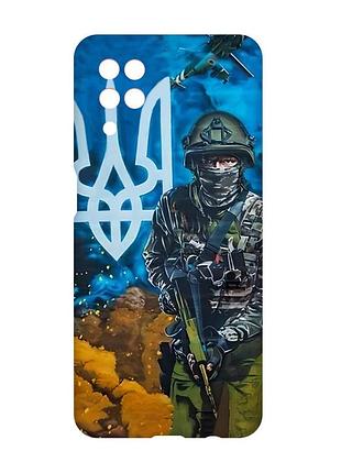 Матовий чохол з рожевими боками на samsung galaxy a12 :: військовий (патріотичний принт 349)