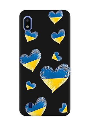 Матовый черный чехол на samsung galaxy a10 (2019) a105 :: сердечка. украина (принт 258)