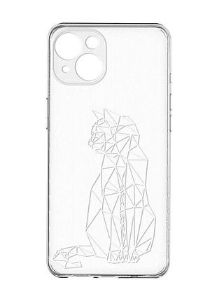 Прозрачный чехол с защитой камер на iphone 15 :: кошечка (принт 125)