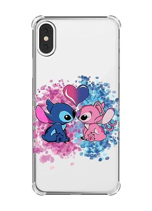 Чохол з потовщеними кутами на iphone x/xs стіч і ангел (принт 391)