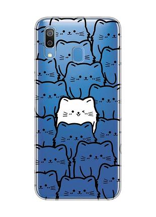 Прозрачный чехол на samsung galaxy a30 (2019)/a20 (2019) котики (принт 392)