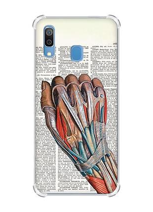 Чехол с утолщёнными углами на samsung galaxy a30 (2019)/a20 (2019) анатомия руки (принт 298)