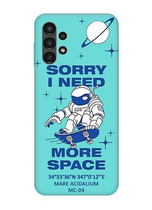 Матовий бірюзовий чохол на samsung galaxy a13 4g :: космонавт на скейті (принт 248)