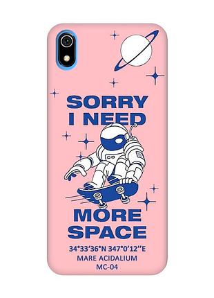 Матовий рожевий чохол на xiaomi redmi 7a :: космонавт на скейті (принт 248)