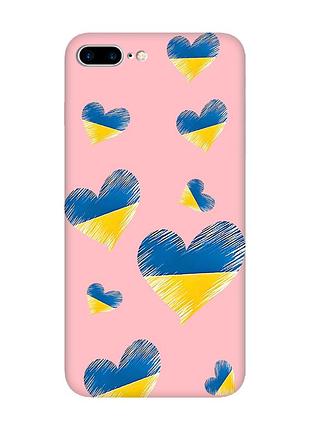 Матовый розовый чехол на iphone 7 plus/8 plus :: сердечка. украина (принт 258)