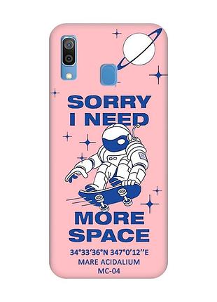 Матовый розовый чехол на samsung galaxy a30 (2019) / a20 (2019) :: космонавт на скейте (принт 248)