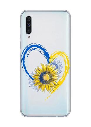 Прозорий чохол на samsung galaxy a50 (2019) a505 :: серце з соняхом. україна (принт 260)