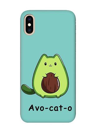 Матовий бірюзовий чохол на iphone xs max :: котик авокадо (принт 306)