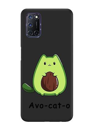 Матовий чорний чохол на oppo a52/a72/a92 :: котик авокадо (принт 306)
