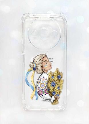 Чохол з потовщеними кутами на xiaomi redmi a3 :: українка з колосками (принт 173)