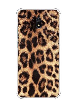 Чехол с утолщенными углами на xiaomi redmi 8a :: леопардовый дизайн (принт 383)