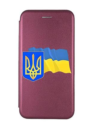 Чехол-книжка с рисунком для iphone 7 / 8 бордовый :: тризуб и флаг украины (принт 384)