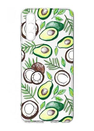 Прозрачный чехол на samsung galaxy s24 fe авокадо и кокос (принт 303)