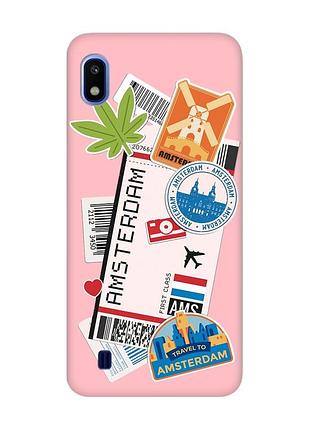 Матовий рожевий чохол на samsung galaxy a10 (2019) a105 :: подорожі. амстердам (принт 327)