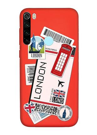 Матовый красный чехол на xiaomi redmi note 8t :: путешествия. лондон (принт 326)