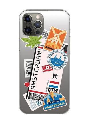 Прозрачный чехол на iphone 12 pro max :: путешествия. амстердам (принт 327)
