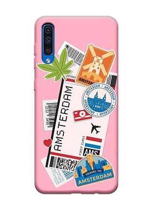 Матовий рожевий чохол на samsung galaxy a50 (2019) a505 :: подорожі. амстердам (принт 327)