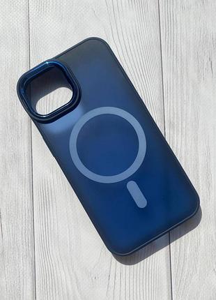 Матовый чехол soft touch на iphone 14 с поддержкой magsafe :: синий