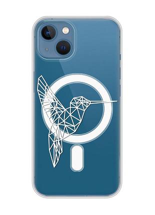 Магнитный чехол на iphone 13 (6.1) с поддержкой magsafe :: колибри (принт 123)