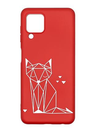 Матовый красный чехол на samsung galaxy m32/a22/m22 4g :: лиса (принт 127)