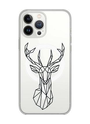 Магнитный чехол на iphone 14 pro с поддержкой magsafe :: олень (принт 128)
