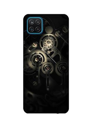 Матовый чехол с бирюзовыми боками для samsung galaxy a12 :: механизм (принт 238)