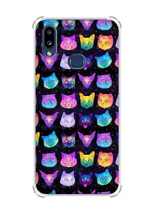 Чехол с утолщенными углами на samsung galaxy a10s (a107) :: кошки фон (принт 362)