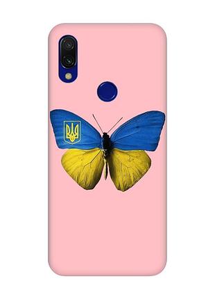 Матовий чохол з рожевими боками на xiaomi redmi 7 :: метелик україна /принт 255/