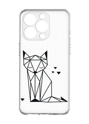 Прозрачный чехол с защитой камеры на iphone 15 pro :: лиса (принт 126)