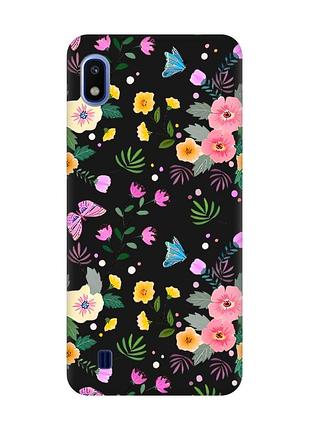 Матовий чорний чохол на samsung galaxy a10 (2019) a105 :: квітковий фон (принт 369)
