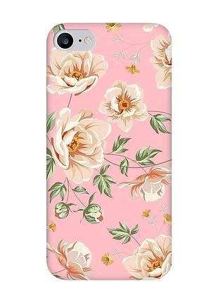 Матовий рожевий чохол на iphone 7 / 8 :: квіти пастельні (принт 277)