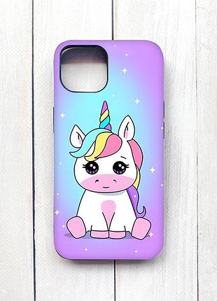 Матовый чехол с черными боками на iphone 15 :: единорог (принт 103)