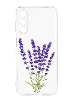 Прозрачный силиконовый чехол для samsung galaxy m14 :: лаванда (принт 28)